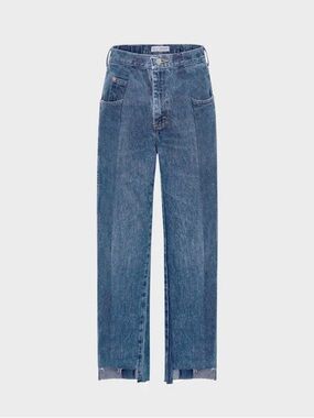 ELV Denim Boyfriend High-Rise Straight Jeans in Medium Blue